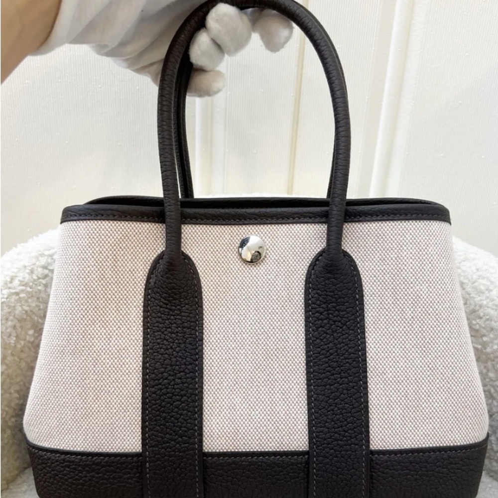 HERMES ECRU BEIGE EBENE H VIKING NEGONDA NEO GARDEN PARTY 23 BNWT